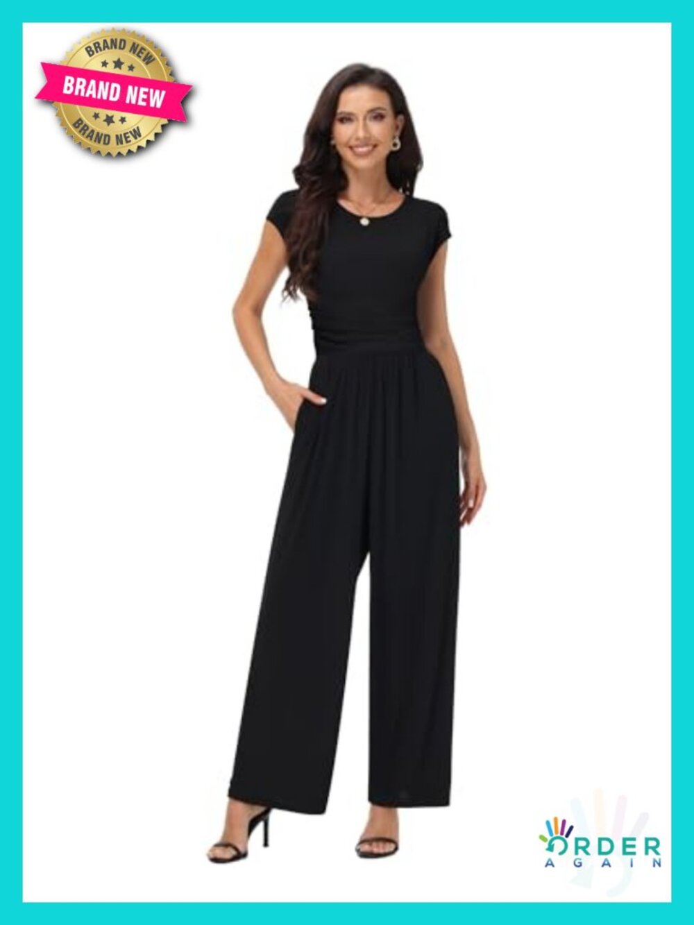Women's Summer Jumpsuits Dressy Casual Cap Sleeve Wide Leg Rompers One Piece